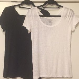 Loft size small black and white linen t's EUC